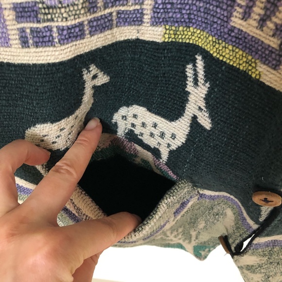 Vintage Vtg Llama Tapestry Cotton Vest Small S Grannycore - Picture 7 of 11